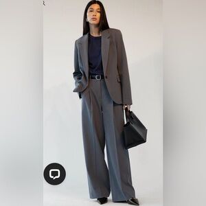 Oak+fort Wide-Leg Gray Suit Pants - Women's Tailored Trousers